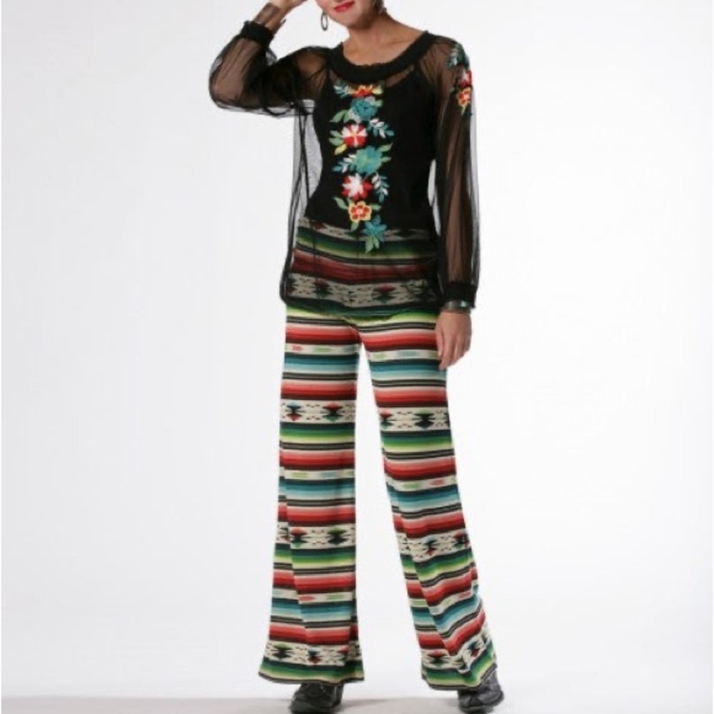 Double D Ranch Sausalito Serape Palazzo Flare Pants XSmall Colorful multicolor